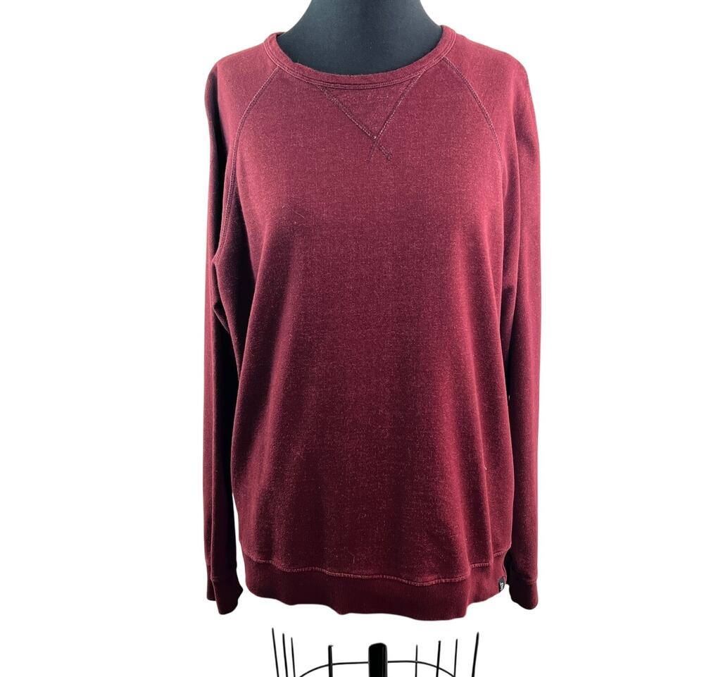 PACT Organic Burgundy Sweatshirt Cotton Crew Neck Raglan Sleeve Pullover Large L